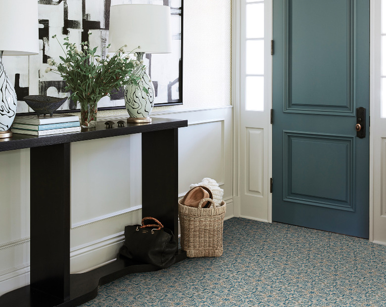 Peel-and-stick vinyl flooring in an entryway