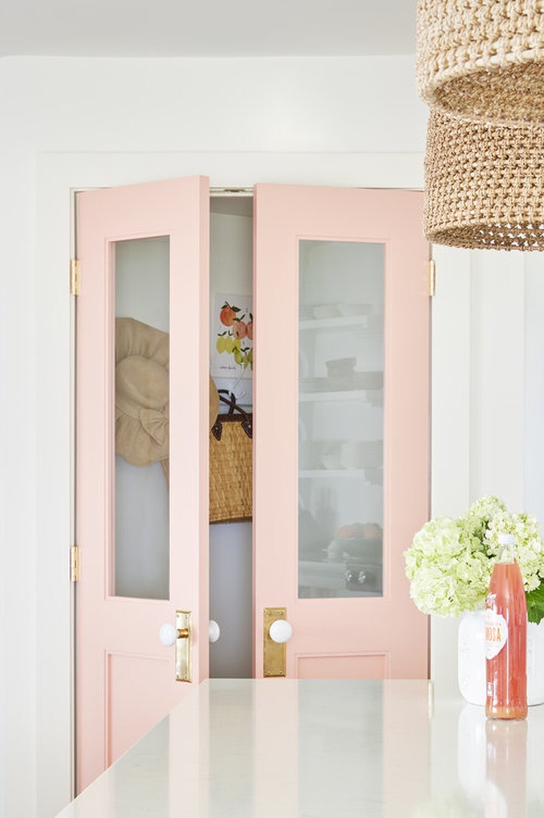 pink kitchen pantry doors