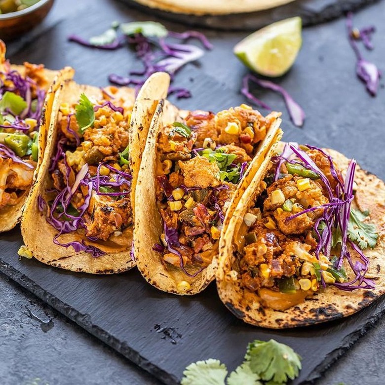 Cook with Manali Cauliflower, Corn, and Poblano Tacos With Cashew Chipotle Sauce