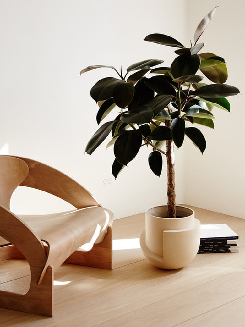 sand colored geometric floor planter