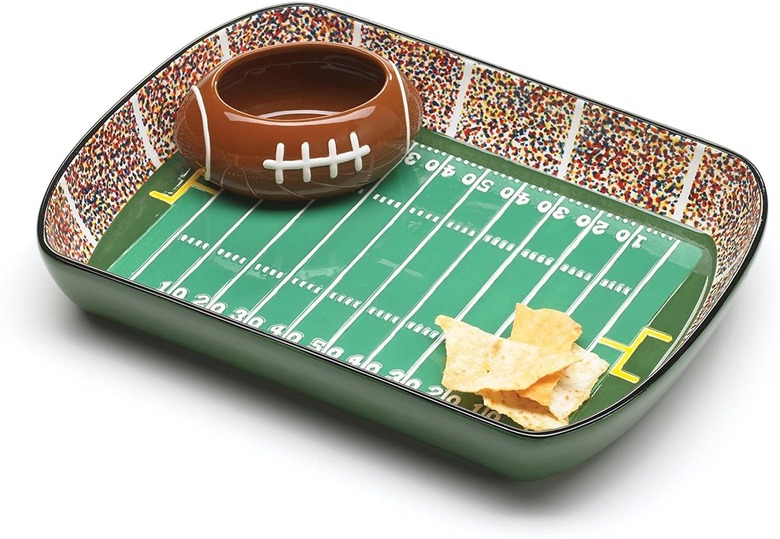 Full 90 Burton and Burton Ceramic Football Stadium Chip and Dip Serving Set