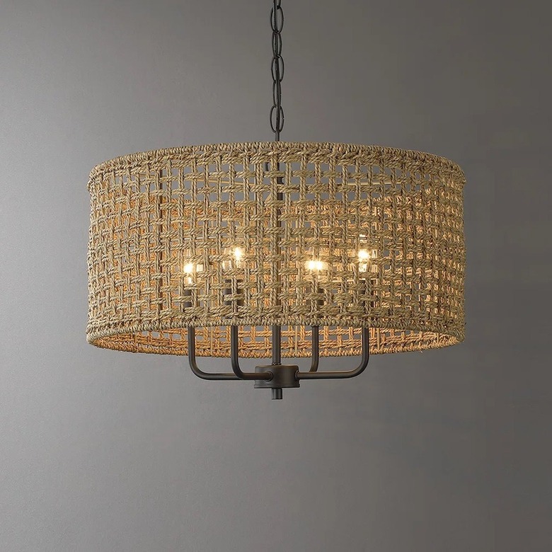 Bay Isle Home Nevarez Rattan Dimmable Drum Chandelier 