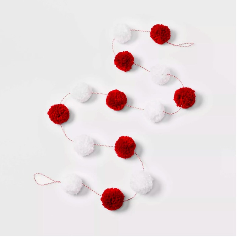 6ft Pom Pom Christmas Garland Red and White - Wondershop™