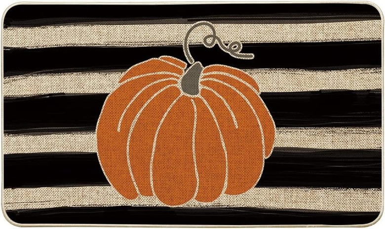 Artoid Mode Watercolor Stripes Pumpkin Doormat