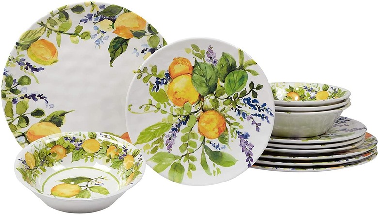 Certified International Lemon Zest 12-Piece Melamine Dinnerware Set