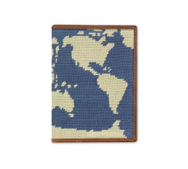 Smathers & Branson World Map Needlepoint Passport Case