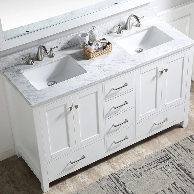 Bathlet White Bathroom Vanity With Marble Top