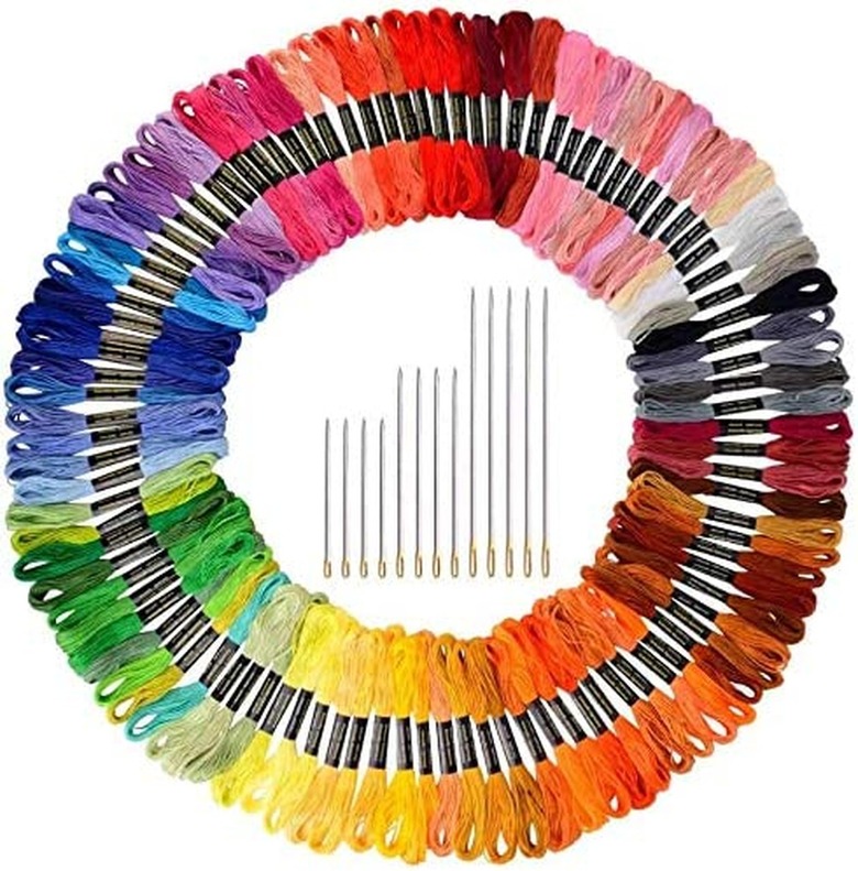 Paxcoo 124 Embroidery Floss Skeins with Needles