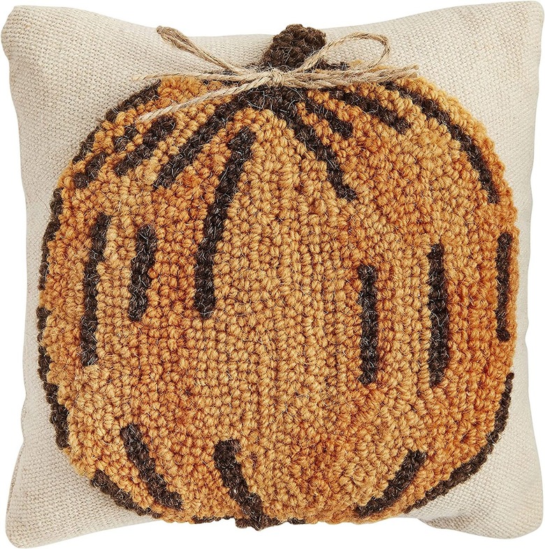 Mud Pie Hooked Pumpkin Pillow