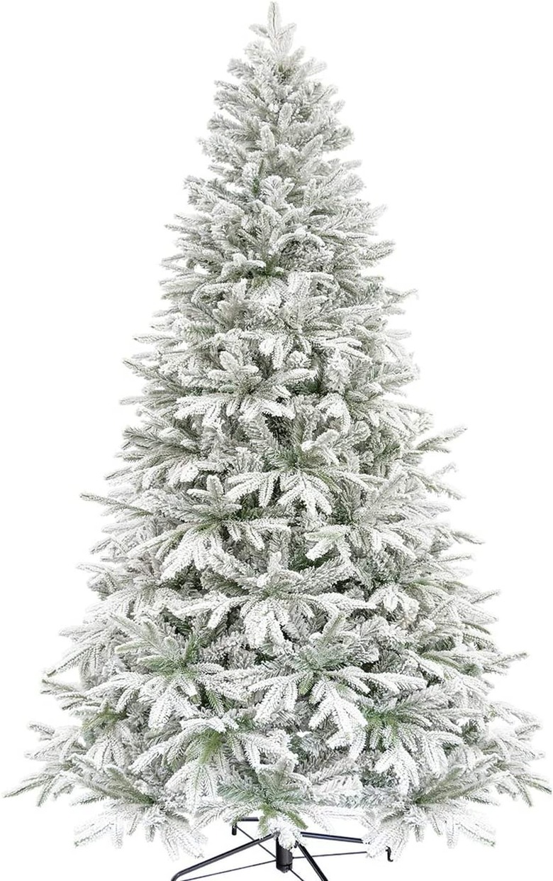 KI Store 7.5-Foot Flocked Artificial Christmas Tree