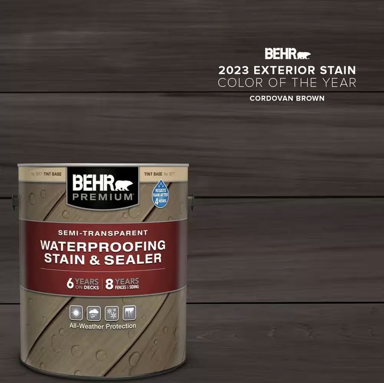 Behr Premium #ST-104 Cordovan Brown Semi-Transparent Waterproofing Exterior Wood Stain and Sealer (1 gallon)