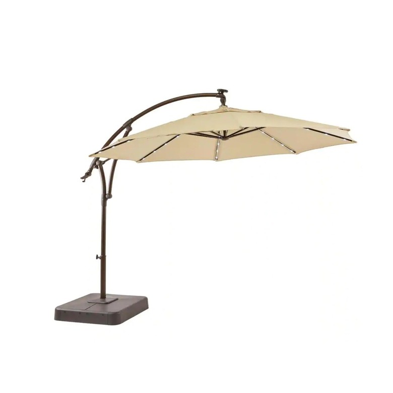 Hampton Bay Cantilever Solar LED Offset Outdoor Patio Umbrella