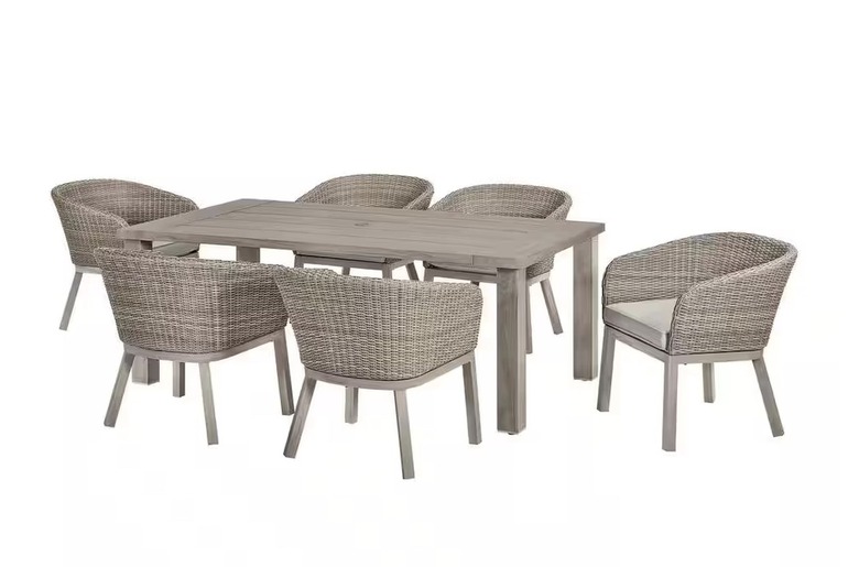 Home Decorators Collection Odenhall Aluminum 7-Piece Wicker Outdoor Dining Set