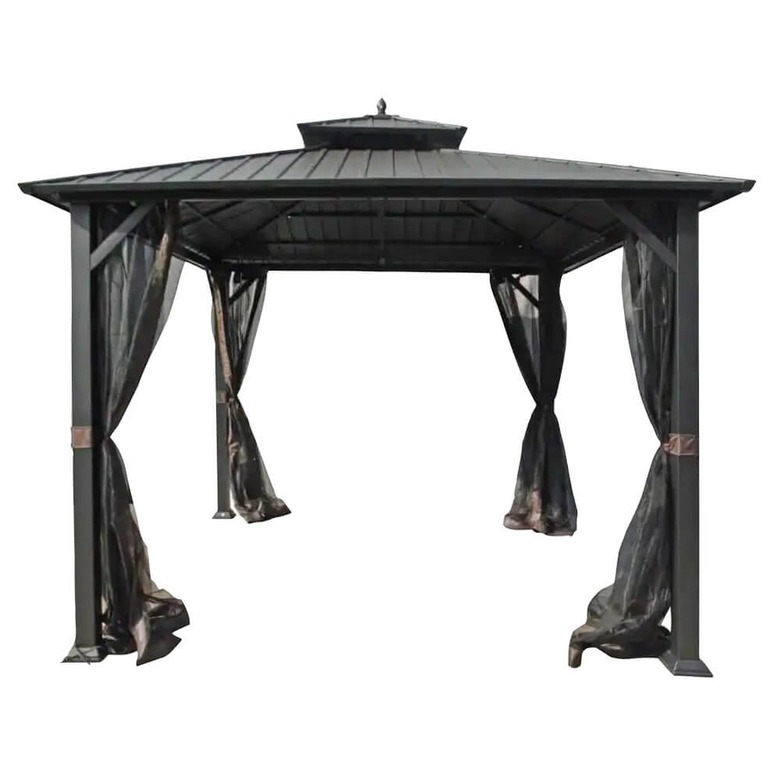 Hampton Bay Holden Outdoor Patio Hard Top Galvanized Steel Gazebo