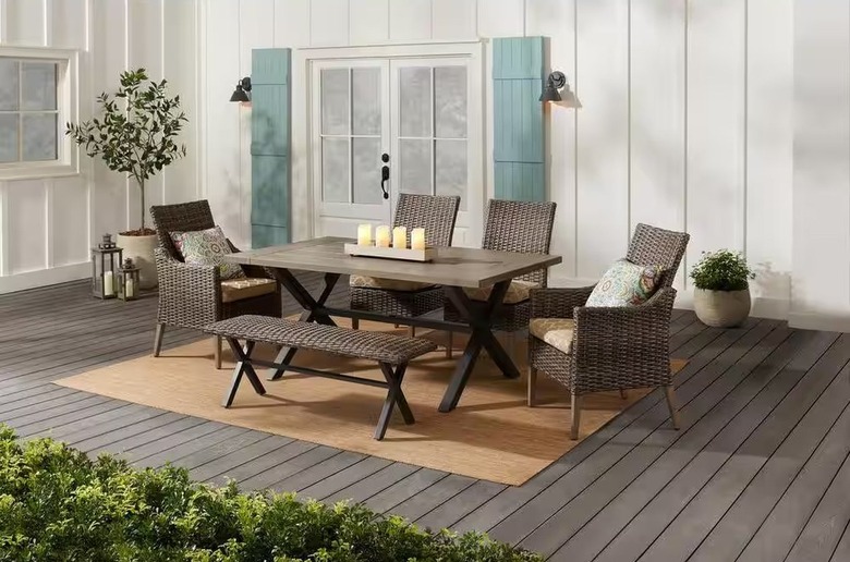 Hampton Bay Rock Cliff Brown 6-Piece Wicker Outdoor Dining Set