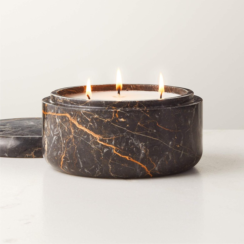 CB2 Black Golden Marble Candle Bowl