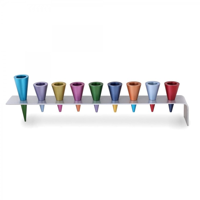 Yair Emanuel Multicolor Cone Shaped Menorah