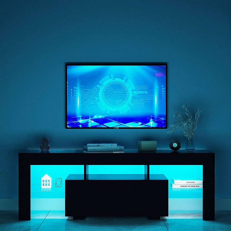 WERSMT Black LED TV Stand