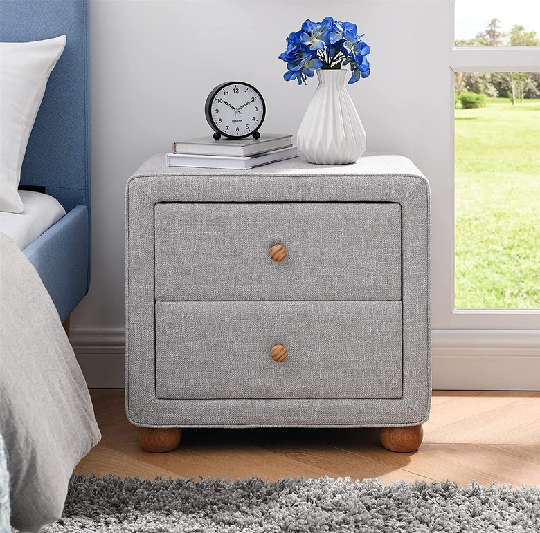 Bikahom Upholstered Wooden Nightstand