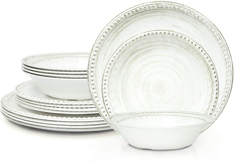 Zak Designs French Country House Melamine 12-Piece Dinnerware Set