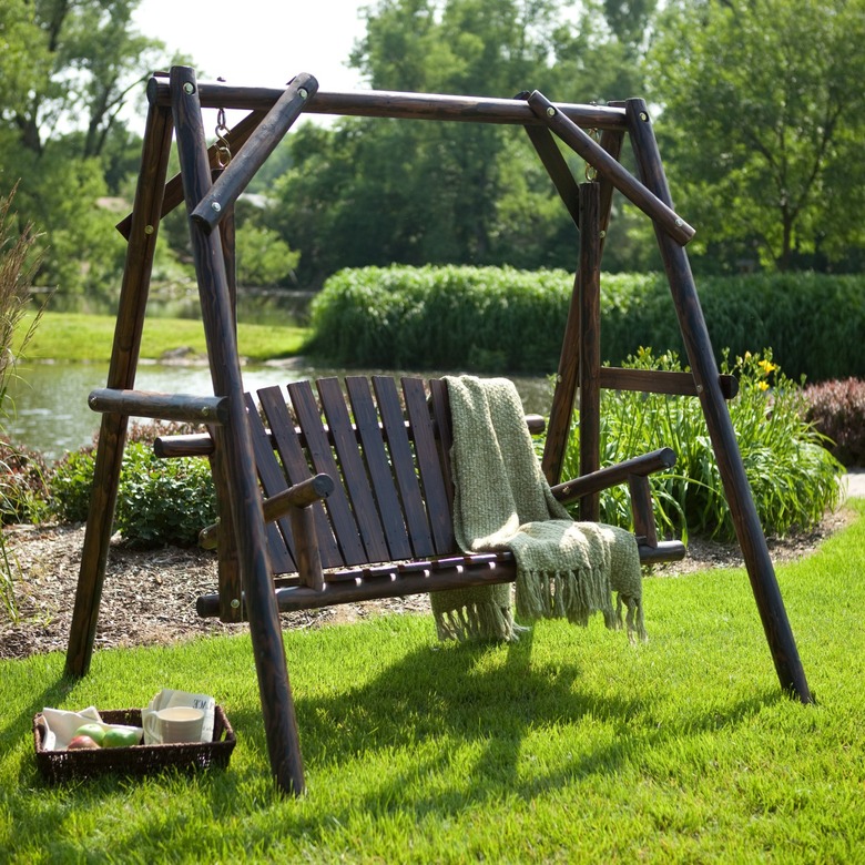 Coral Coast Rustic Torched Log Curved Back Porch Swing