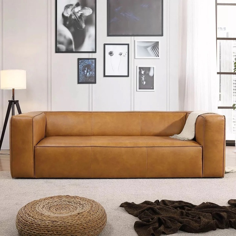 Steelside Colton Genuine Leather Tuxedo Arm Sofa