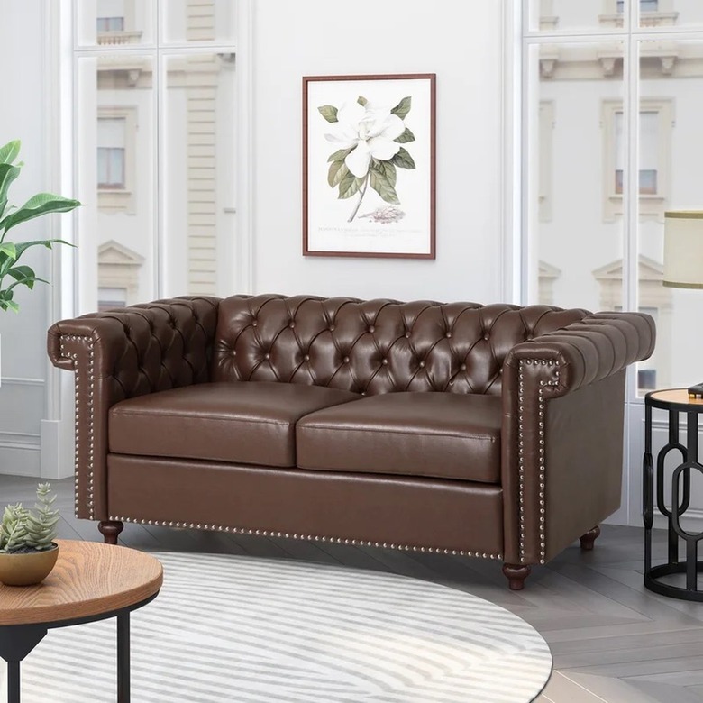 Alcott Hill Vegan Leather Loveseat