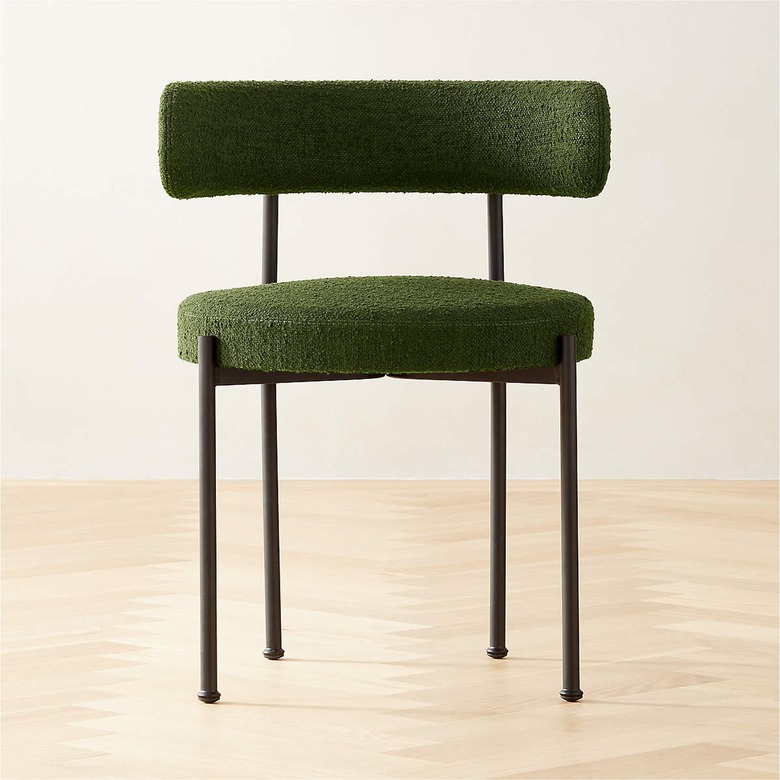 CB2 Inesse Bouclé Green Dining Chair