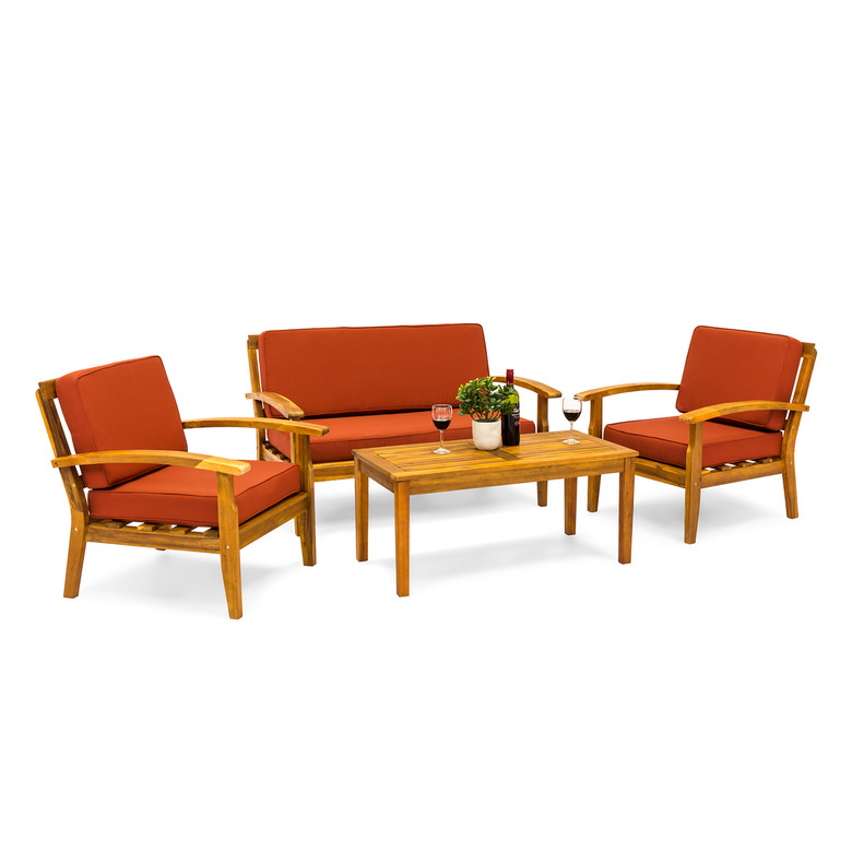 Amazonia Kingsboro 4-Piece Eucalyptus Patio Conversation Set