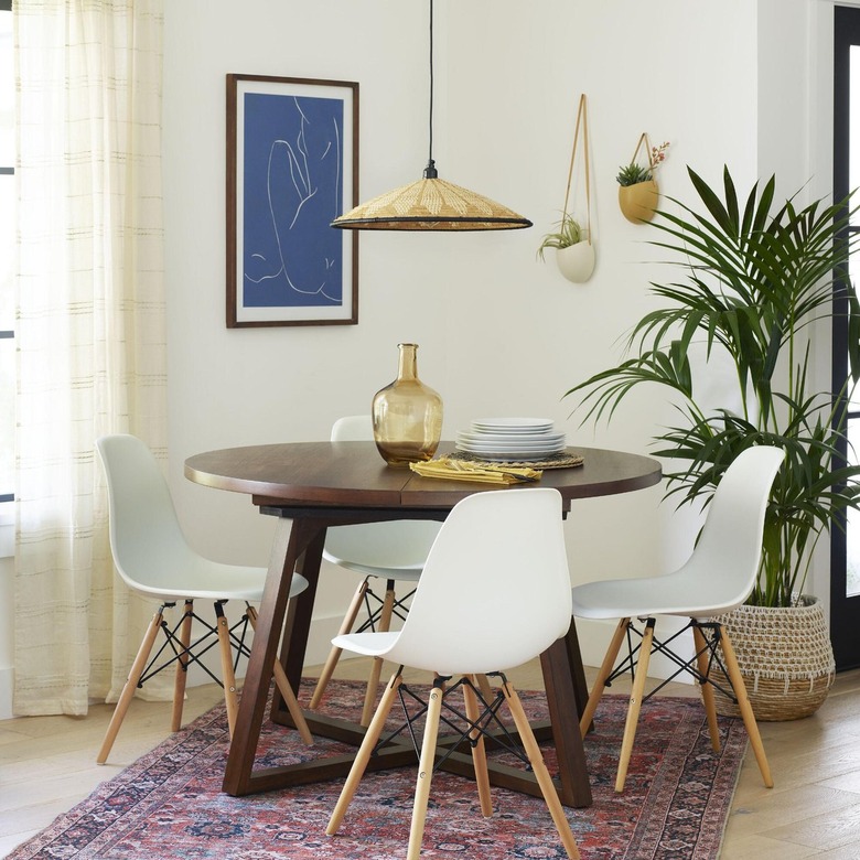 World Market Maliyah Rounded Dark Walnut Wood Extension Dining Table