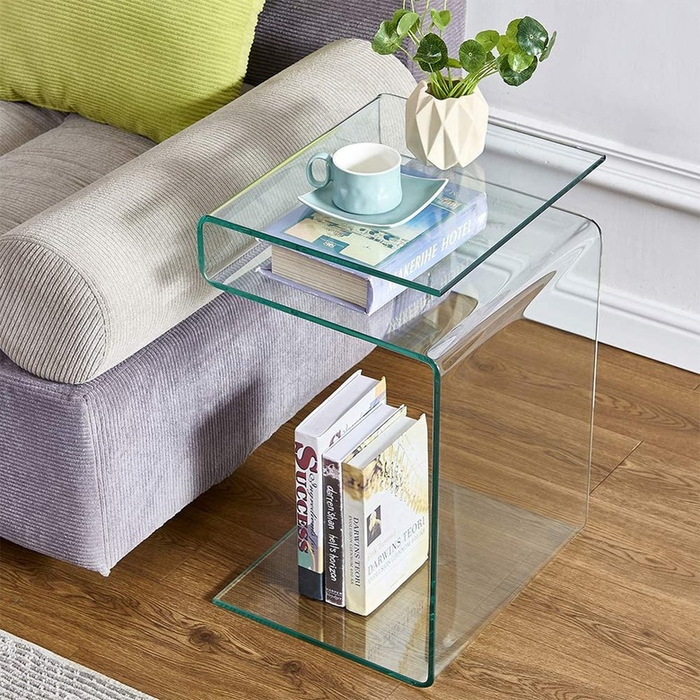 Fenghua Glass Home S-Shaped Glass Nightstand