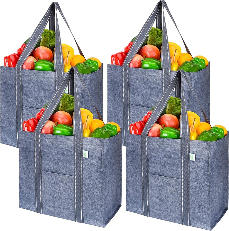 Veno Reusable Grocery Shopping Bags With Hard bottom (set of 4)