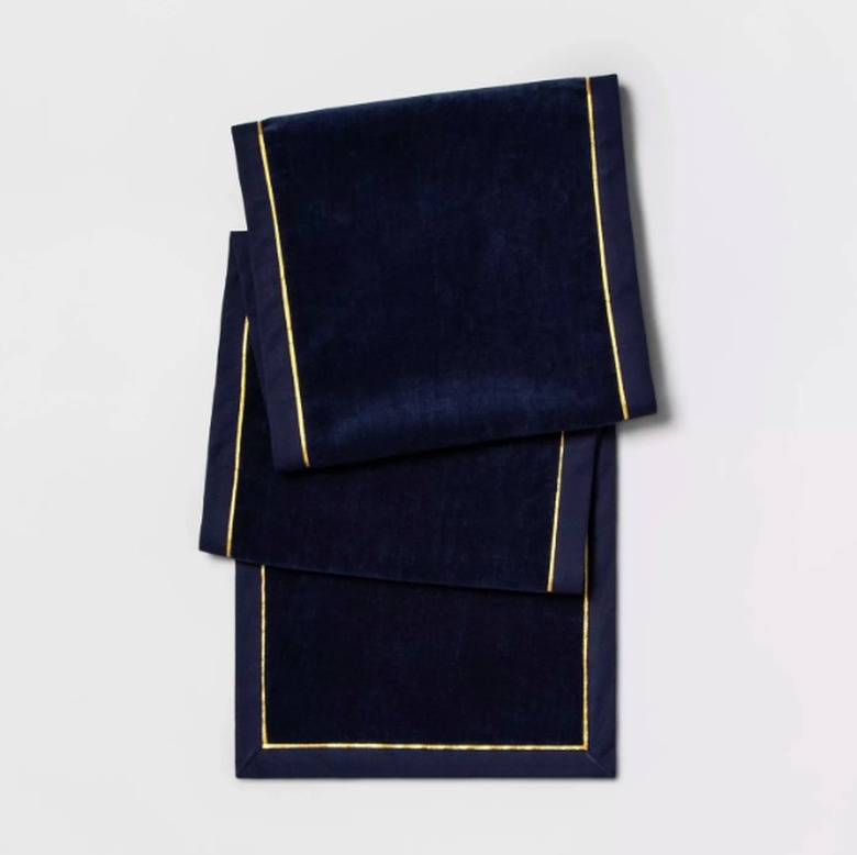 72"X14" Velvet Table Runner Navy - Threshold™