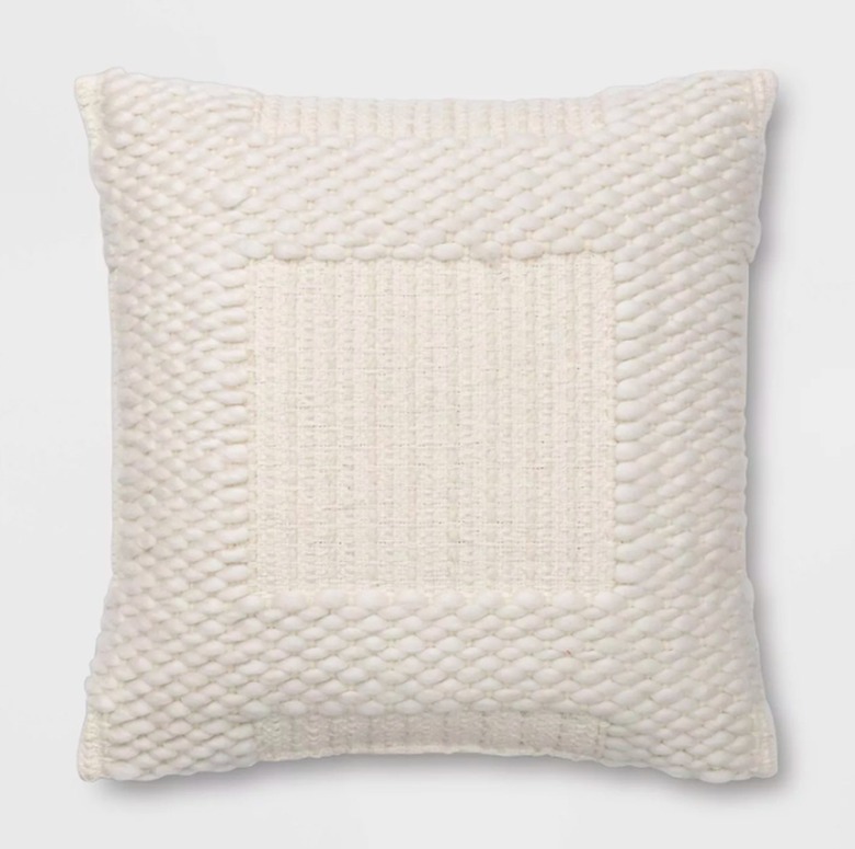 Woven Chunky Check Square Throw Pillow White