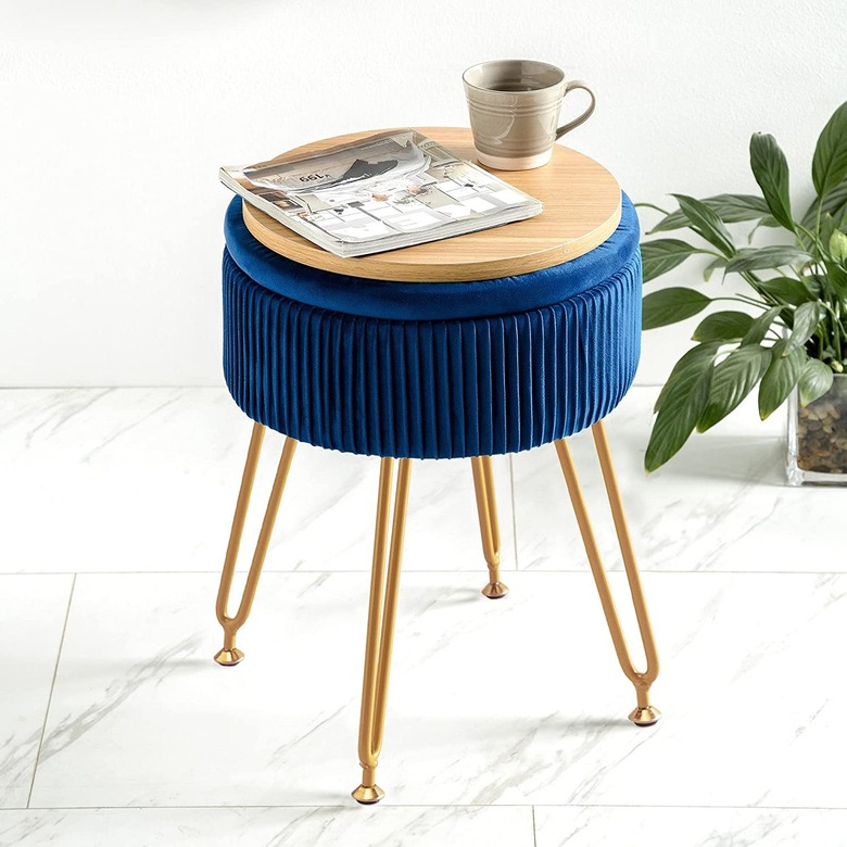 Lue Bona Velvet Storage Ottoman