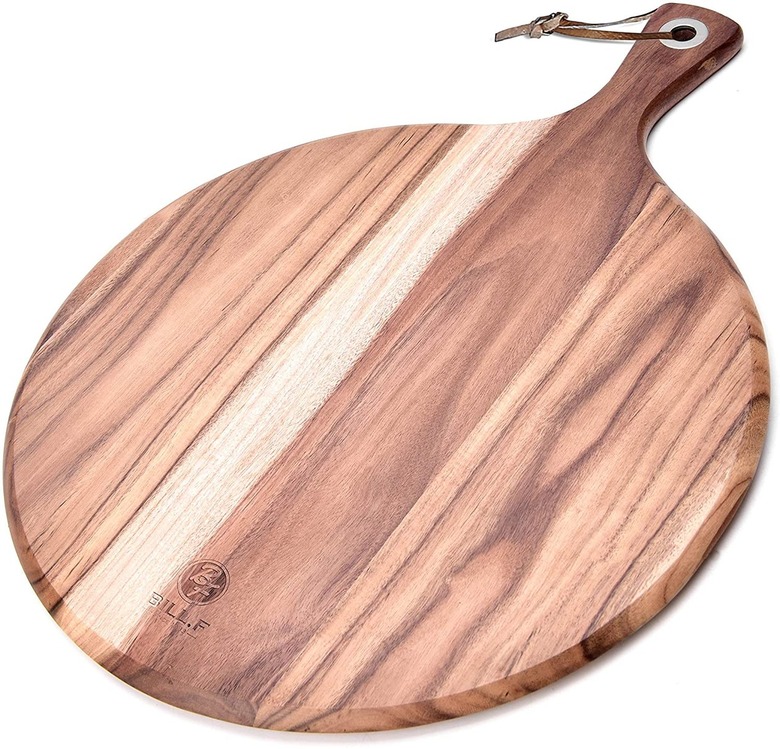 BILL.F Acacia Wood Pizza Peel, Cutting Board, and Platter