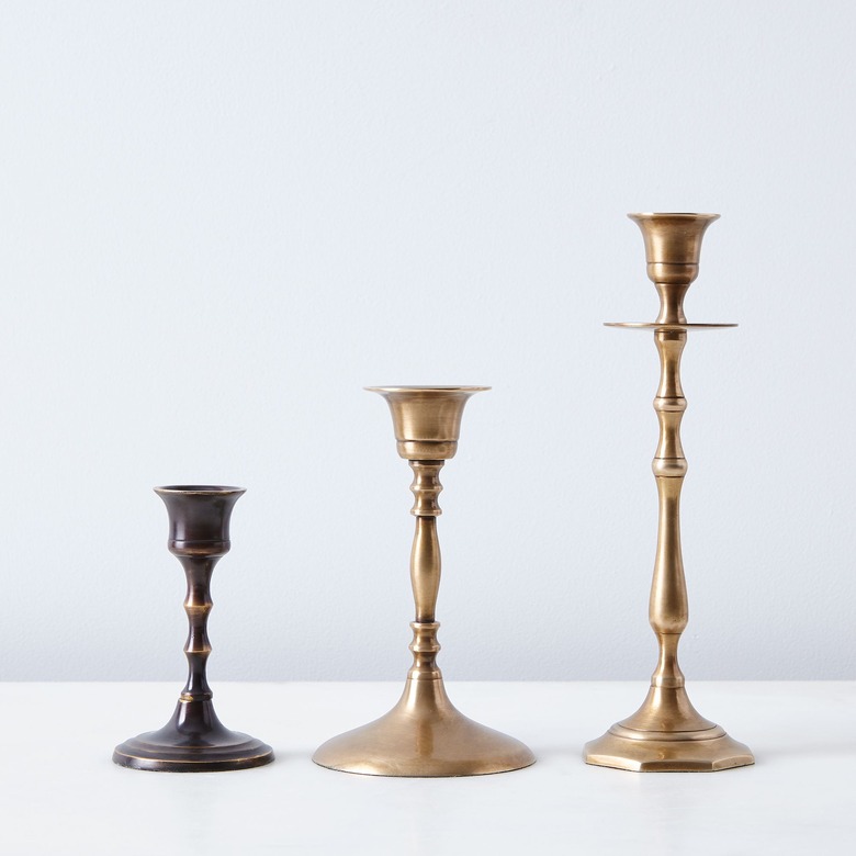 Food52 Vintage-Inspired Brass Mixed Candlesticks (Set of 3)