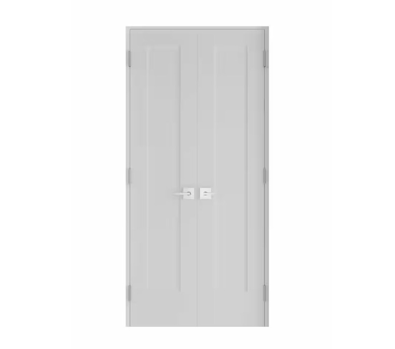 Reso Double Pre-Hung French Door With Satin Nickel Hinges