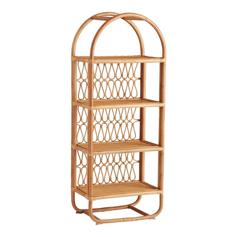 World Market Nylah Tall Sienna Rattan Arched Bookshelf