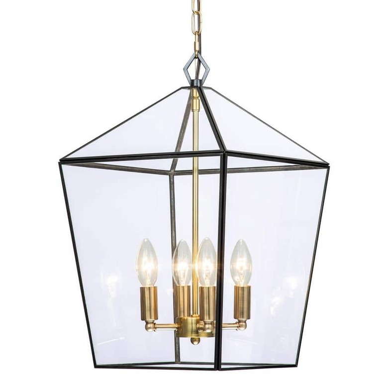  C Cattleya Brass Geometric Lantern Pendant