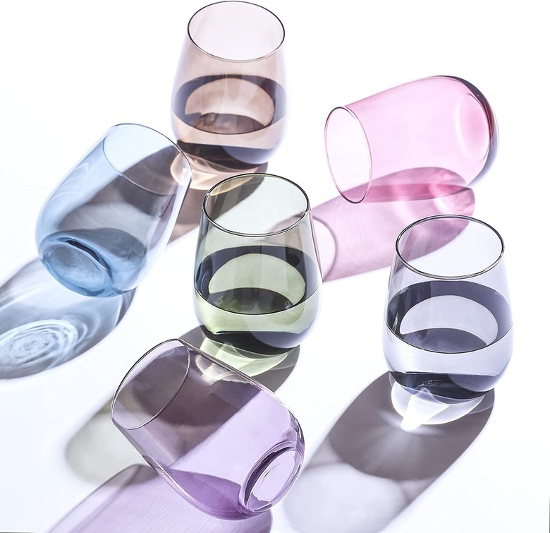 LAV Colored Stemless Wine Glasses (set of 6)