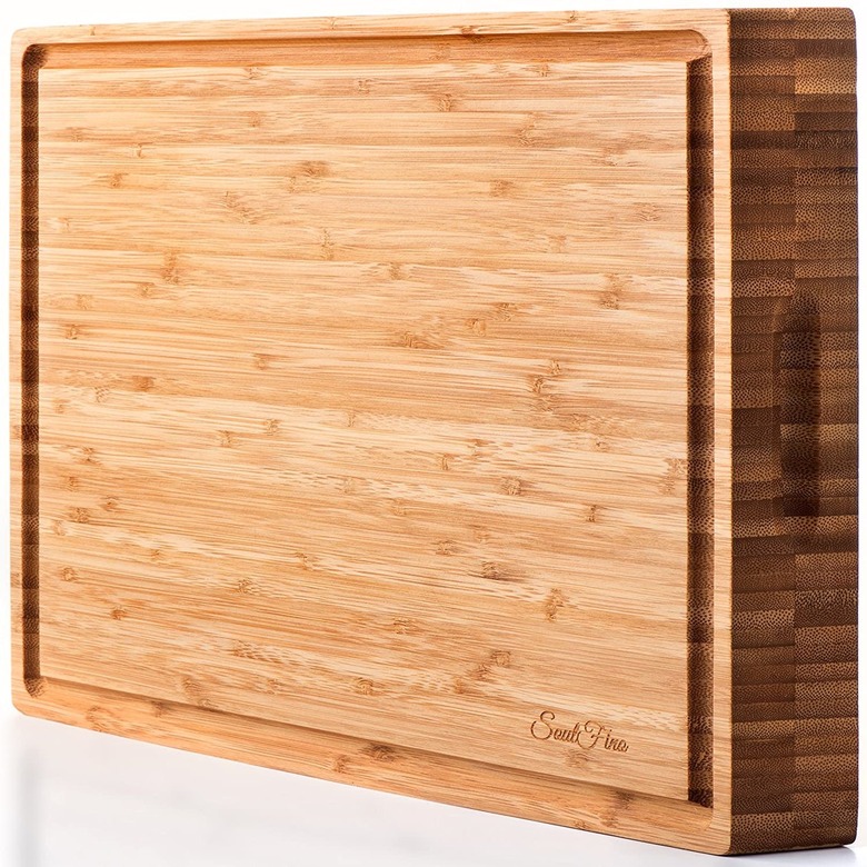 SOULFINO Extra Large Organic Bamboo Cutting Board and Butcher Block