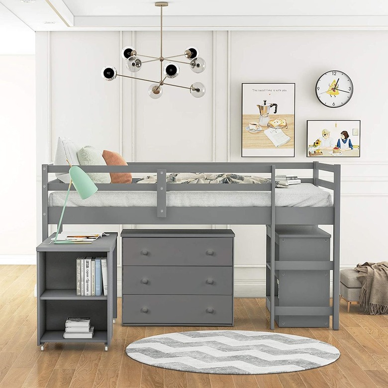 Harper & Bright Designs Twin Loft Bed with Desk