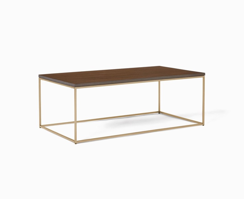 West Elm Dark Walnut and Light Bronze Streamline Rectangle Coffee Table (44 inches long)