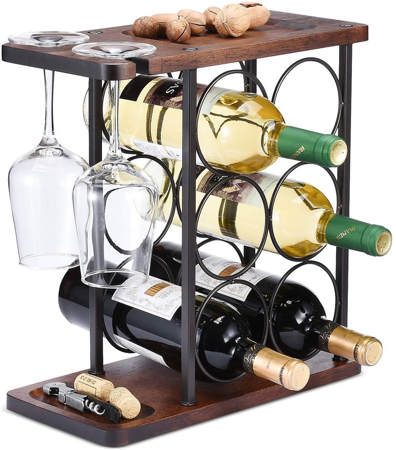 Allcener Wine Rack With Glass Holder