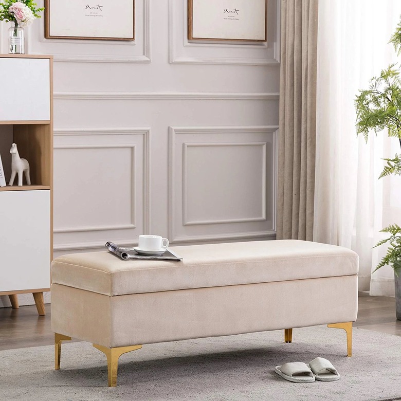 DAGONHIL Velvet Upholstered Storage Bench