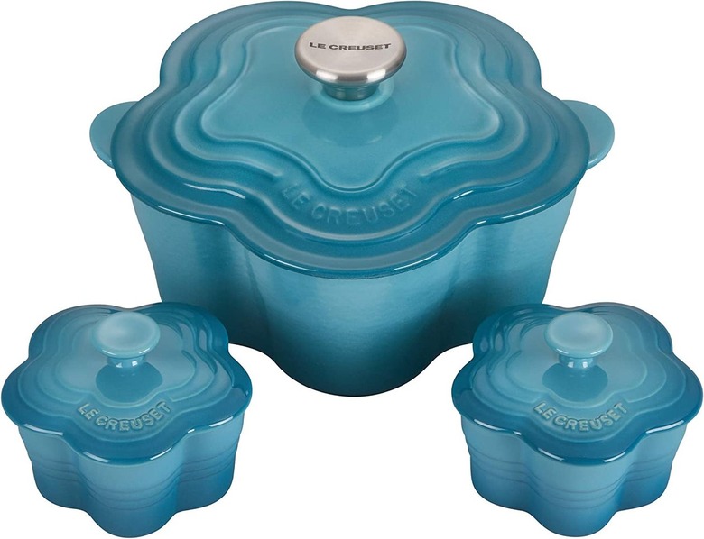 Le Creuset Enameled Cast Iron Flower Cocotte and Mini Ramekins