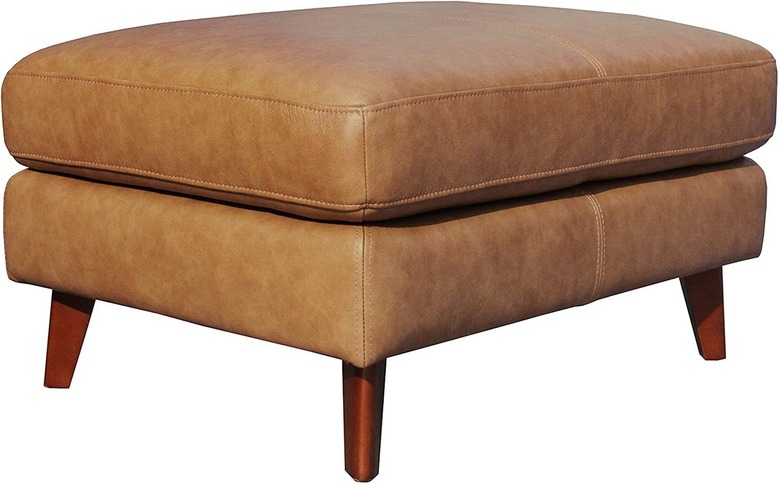 Rivet Sloane Midcentury Modern Leather Ottoman