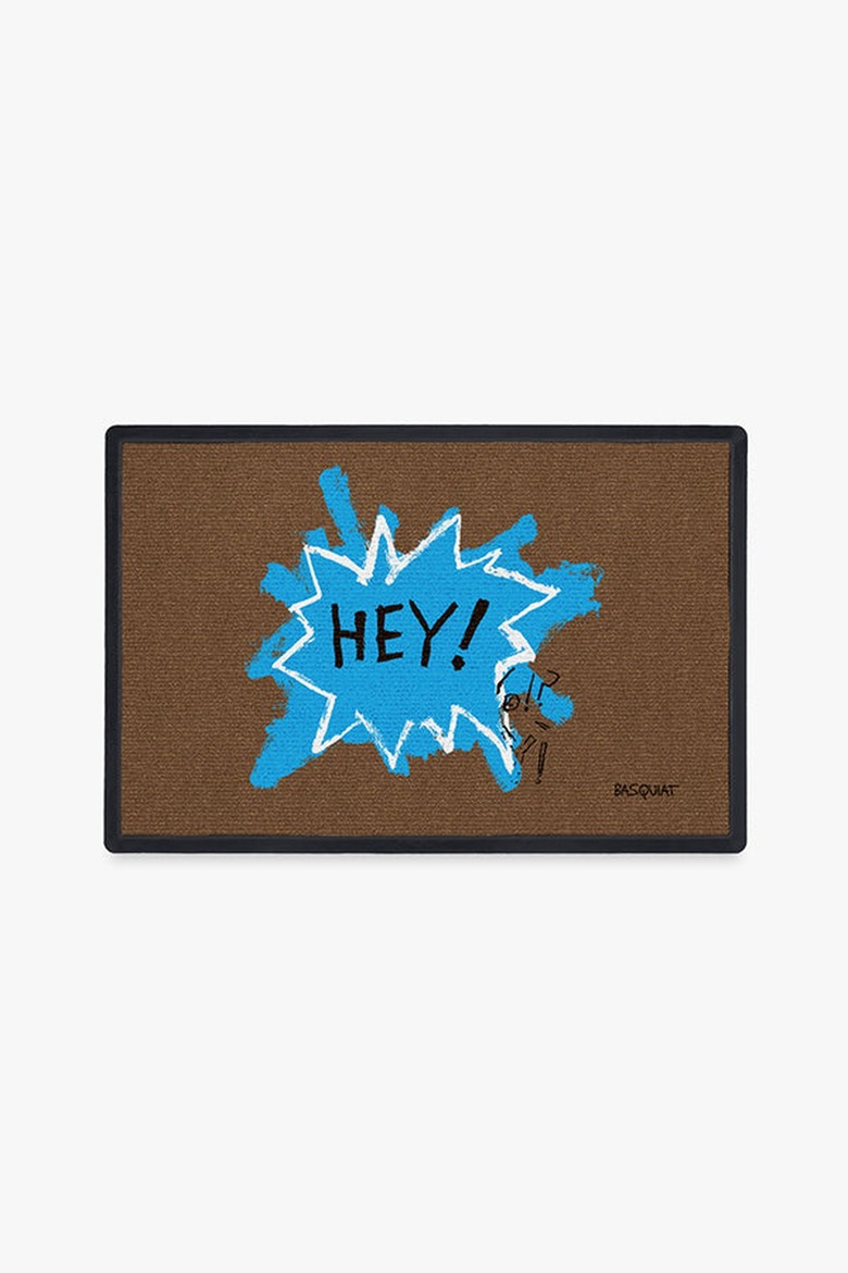 Ruggable Jean-Michel Basquiat Hey! Bright Blue Doormat