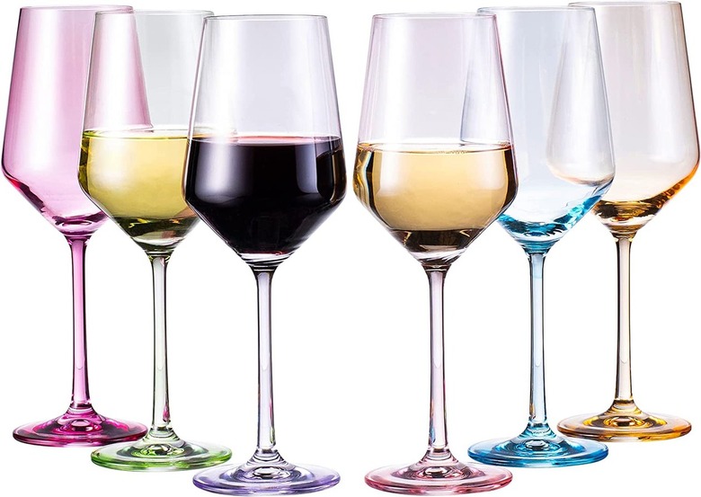 The Wine Savant Colored Crystal Wine Glasses (set of 6)